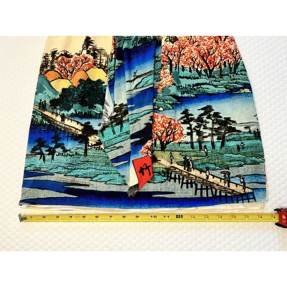 Carven Dress Asian Print Tie Wrap Scoop Neck Abstract Swoop Neck 36 8 / 10 - Picture 16 of 16